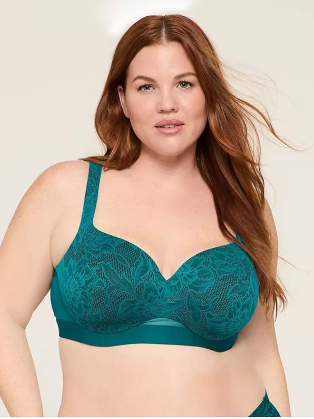 Cacique Teal Lace Lightly Lined Bra